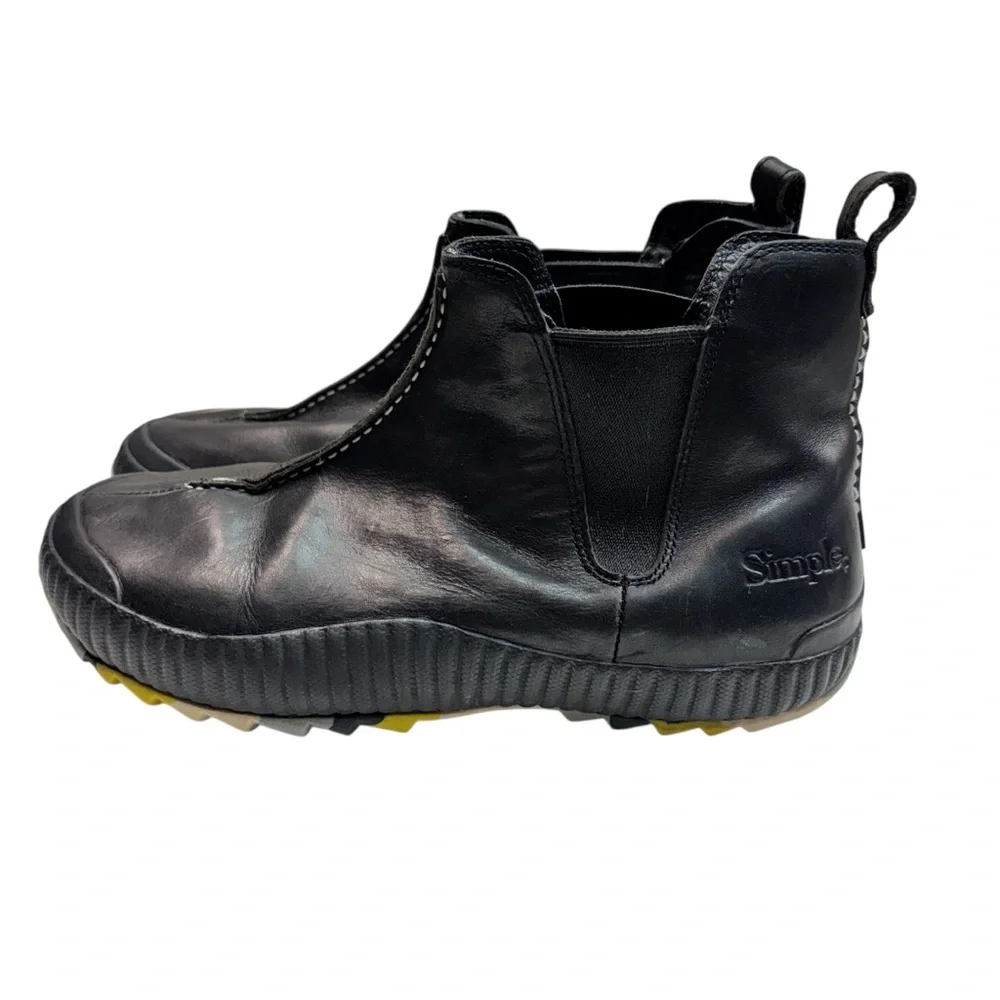 SIMPLE (FUTURE-PAST) QUALITY BLACK LEATHER SLIPON BOOTS Sz 10